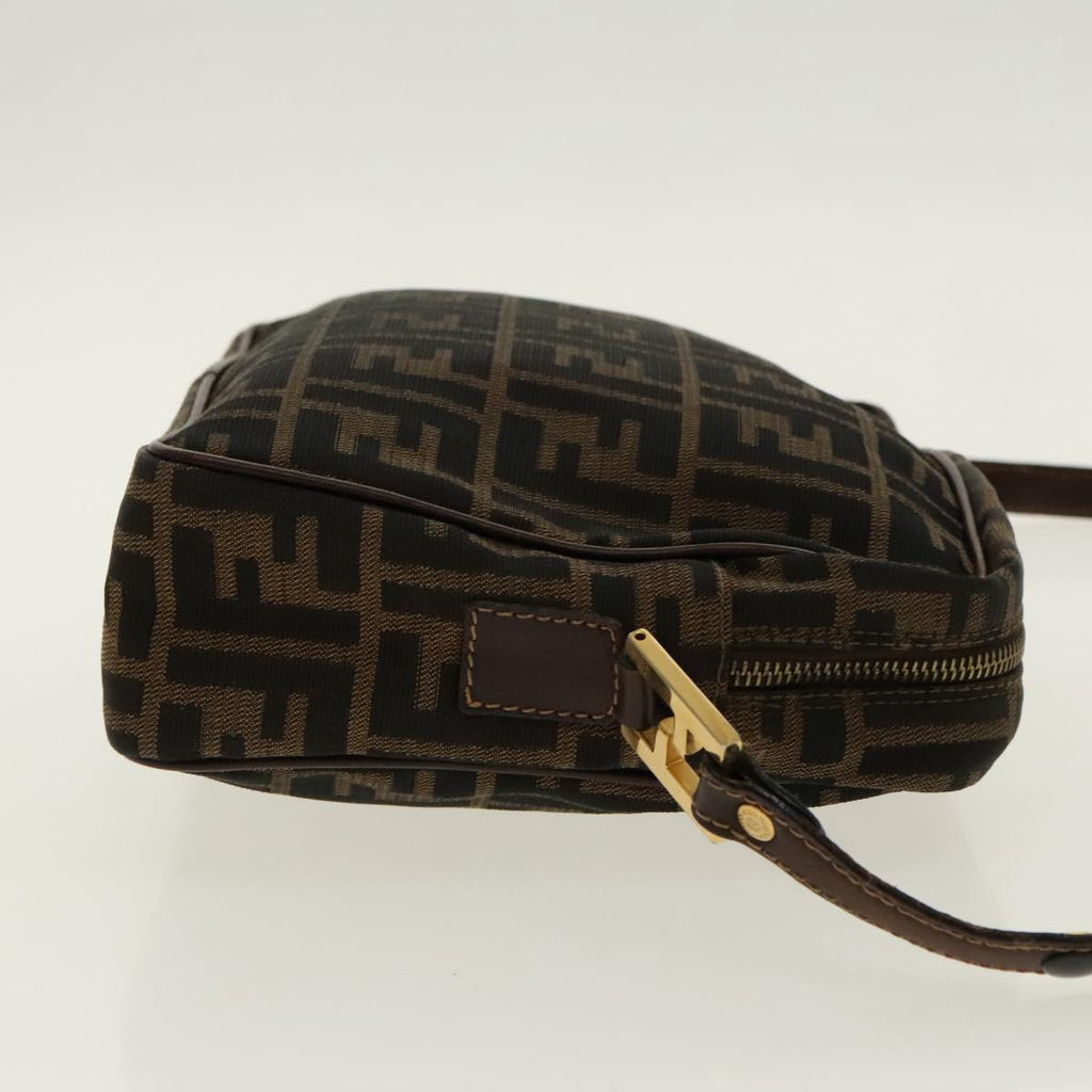 FENDI Zucca Canvas Shoulder Bag Black Brown gold 96320