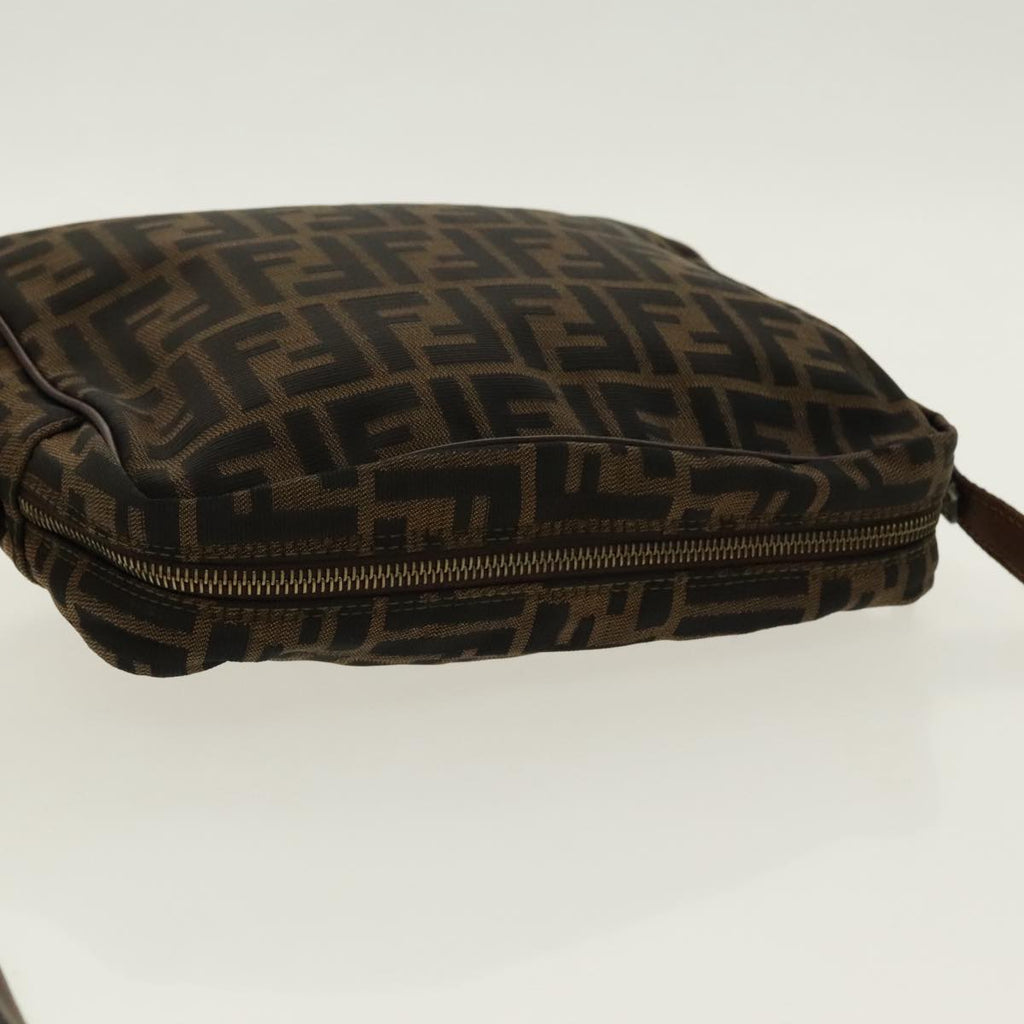 FENDI Zucca Canvas Shoulder Bag Black Brown gold 96320