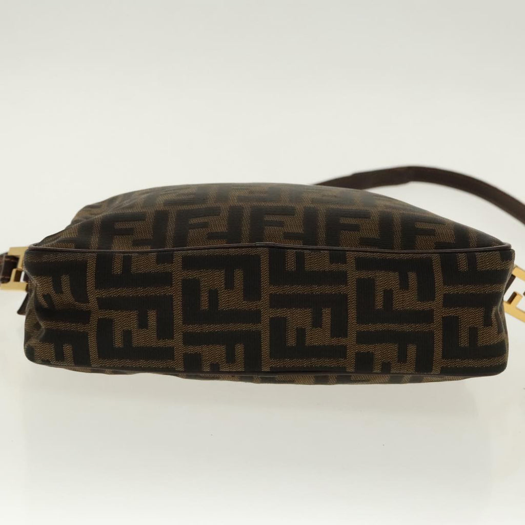 FENDI Zucca Canvas Shoulder Bag Black Brown gold 96320