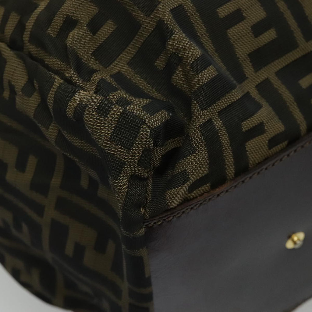 FENDI Zucca Canvas Tote Bag Brown Black Gold 96374
