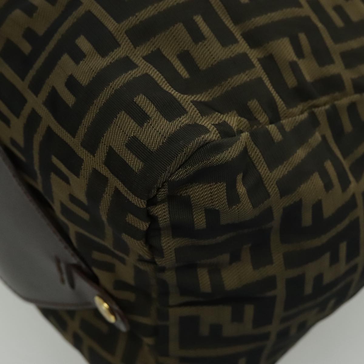 FENDI Zucca Canvas Tote Bag Brown Black Gold 96374