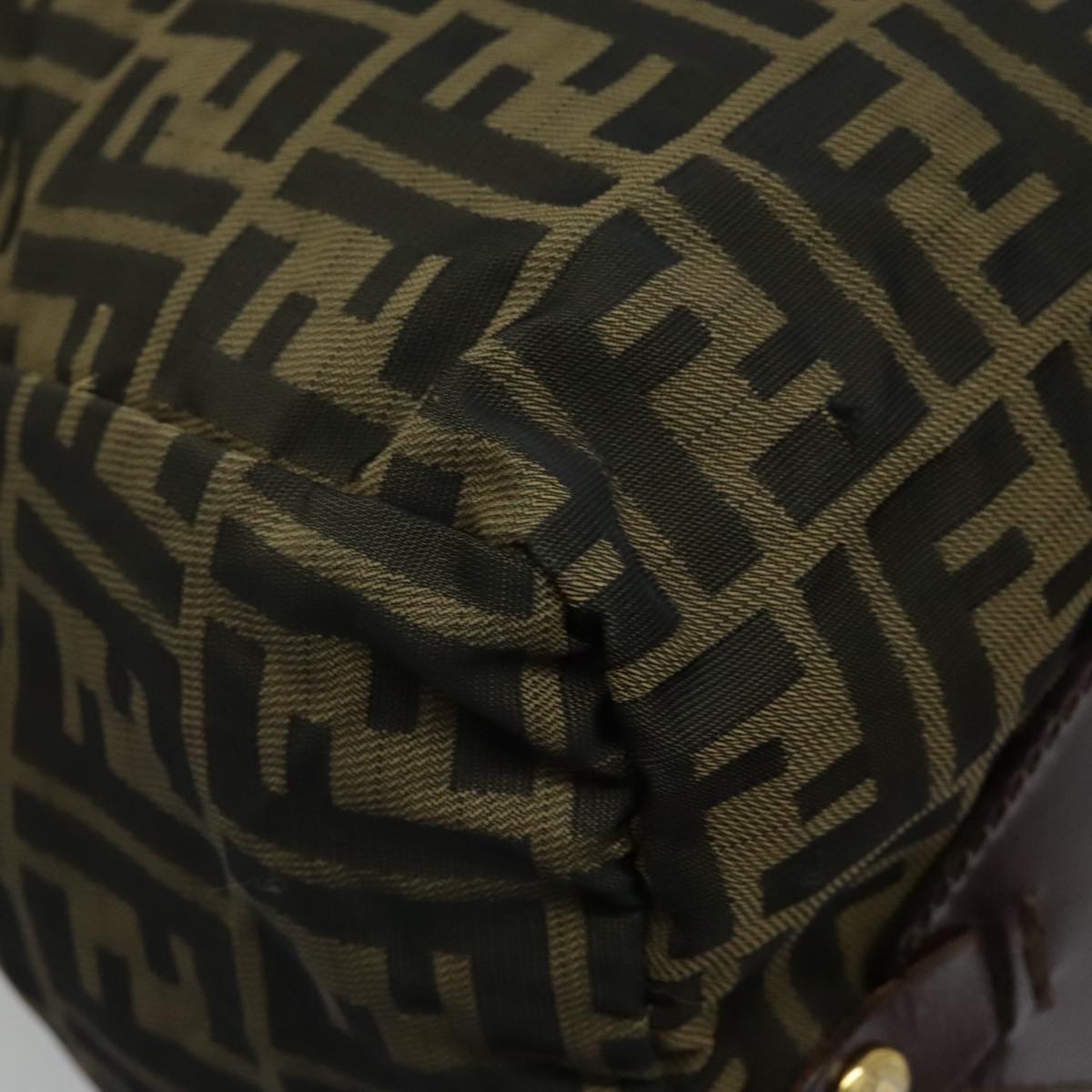 FENDI Zucca Canvas Tote Bag Brown Black Gold 96374