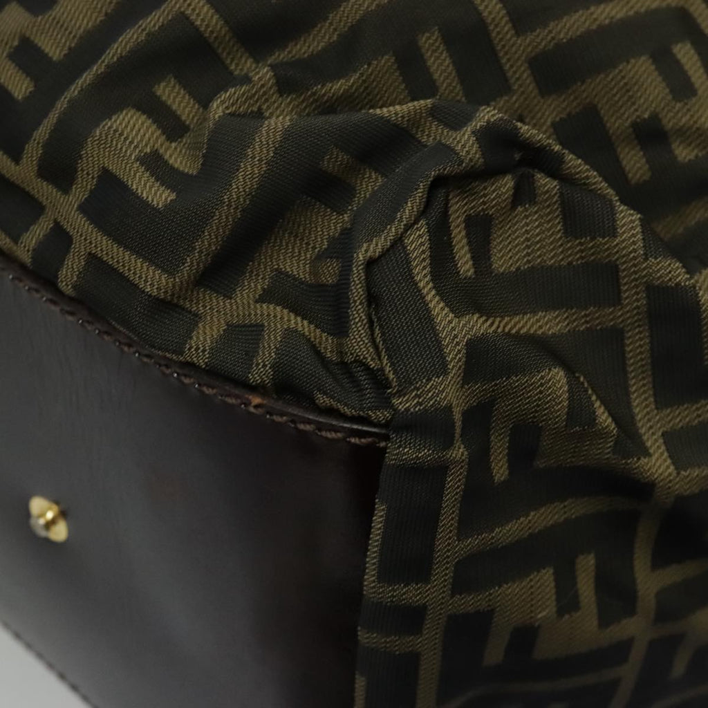 FENDI Zucca Canvas Tote Bag Brown Black Gold 96374