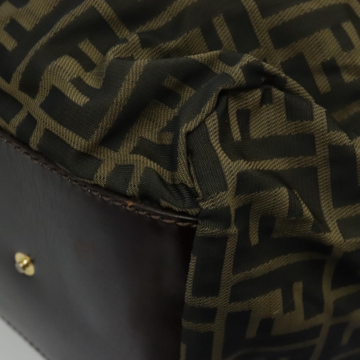 FENDI Zucca Canvas Tote Bag Brown Black Gold 96374