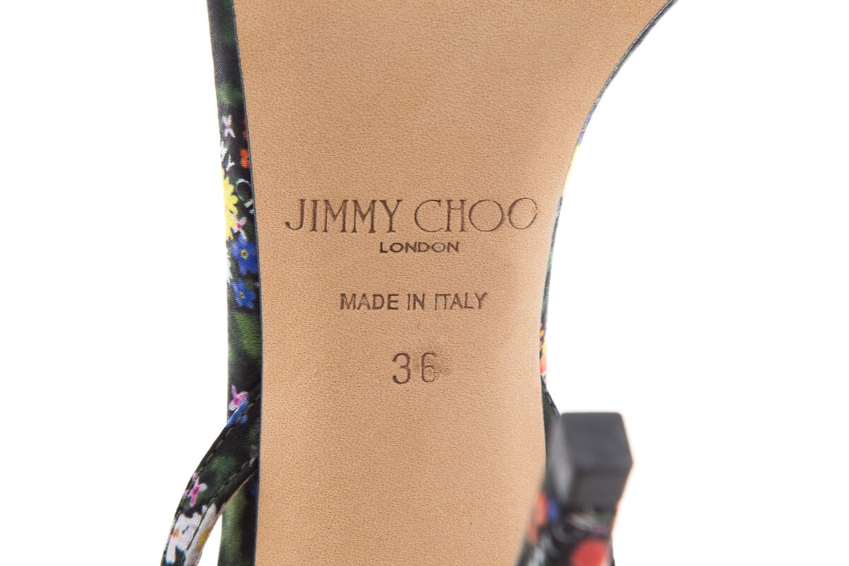 Jimmy Choo Metz Green Floral Print Sandals SZ 36