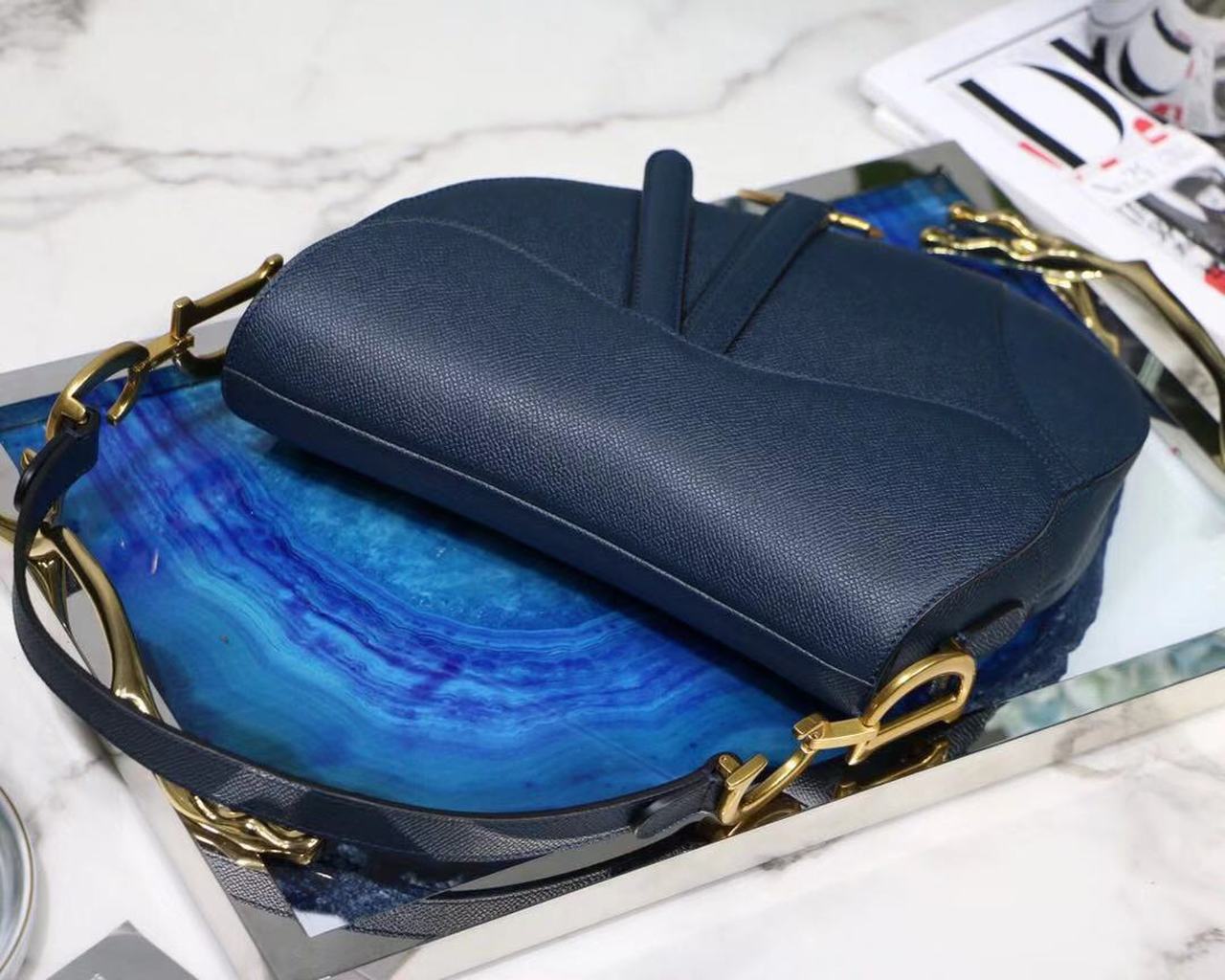 GLAMI Saddle Shoulder Bag Blue For Women 7in/17cm CD