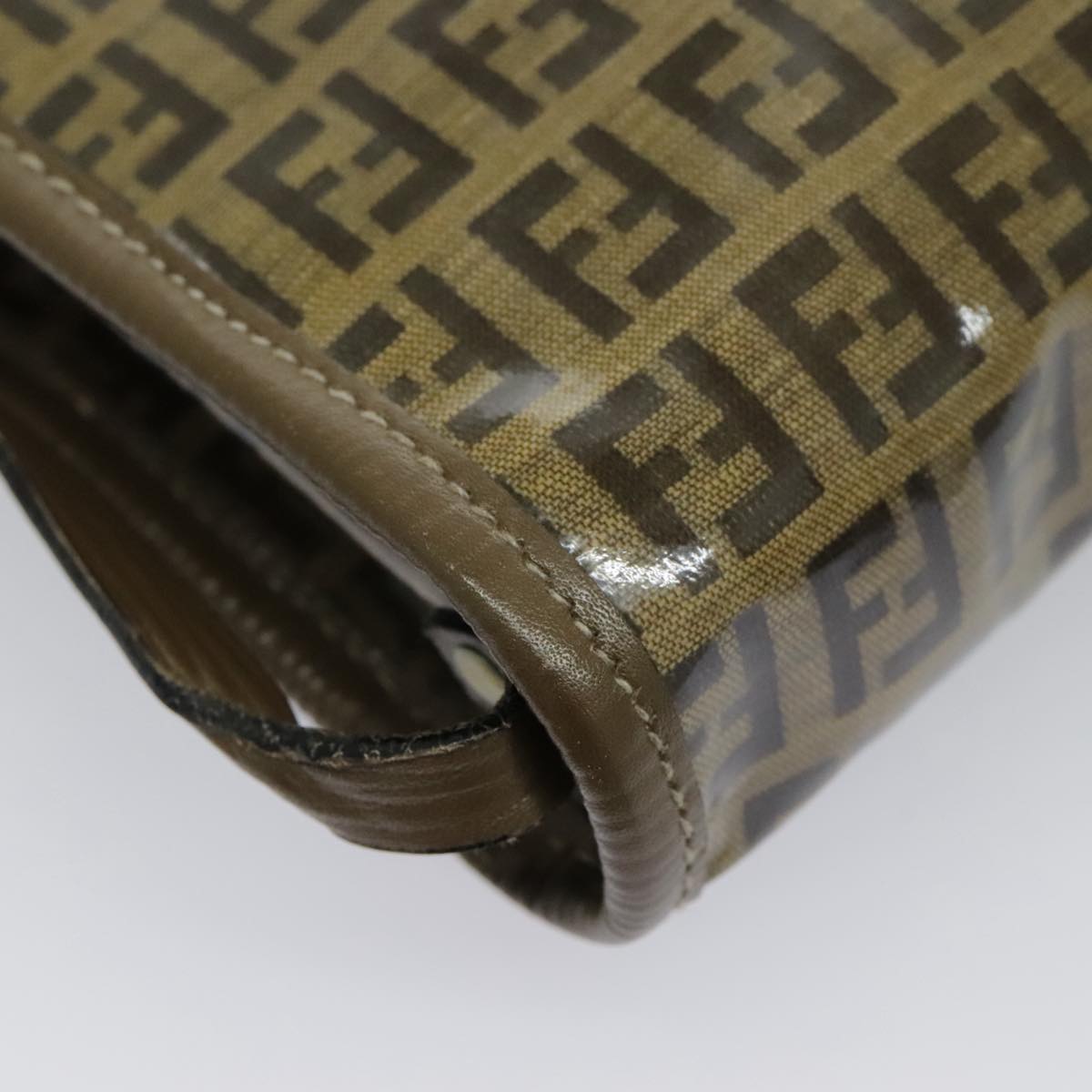 FENDI Zucchino Canvas Shoulder Bag Brown 96429