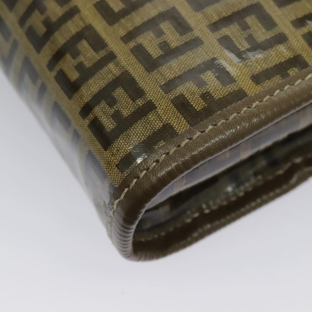 FENDI Zucchino Canvas Shoulder Bag Brown 96429