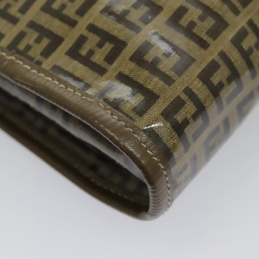 FENDI Zucchino Canvas Shoulder Bag Brown 96429