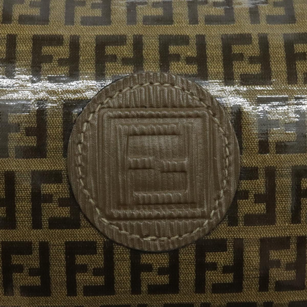 FENDI Zucchino Canvas Shoulder Bag Brown 96429