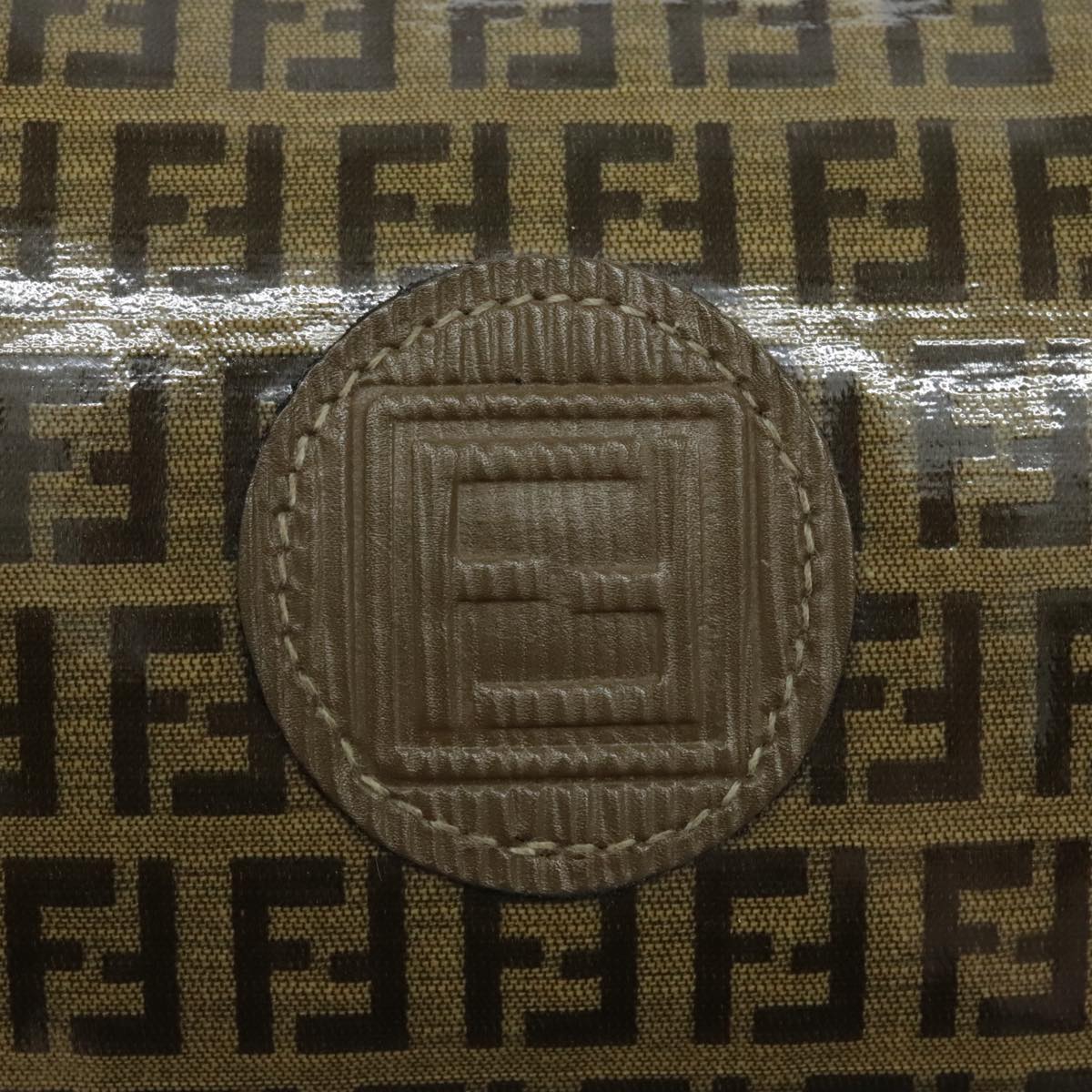 FENDI Zucchino Canvas Shoulder Bag Brown 96429