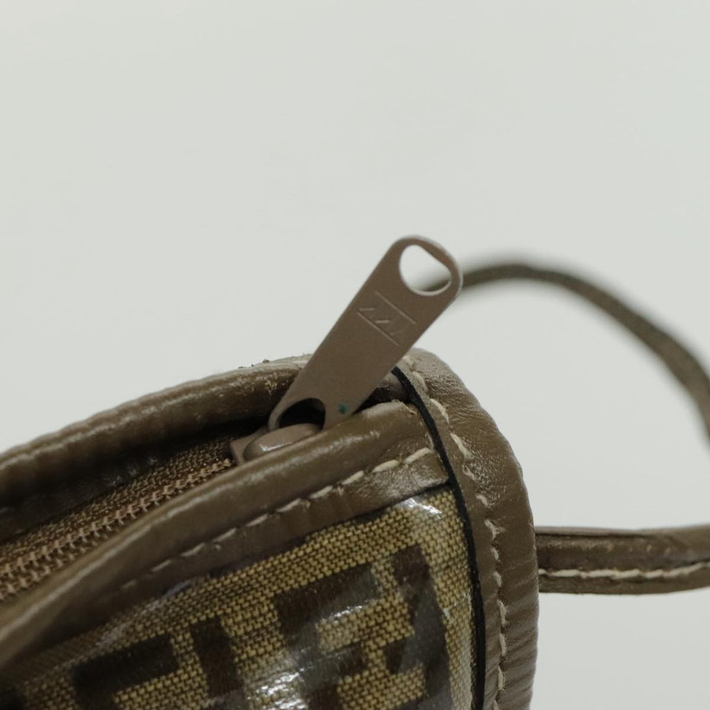 FENDI Zucchino Canvas Shoulder Bag Brown 96429