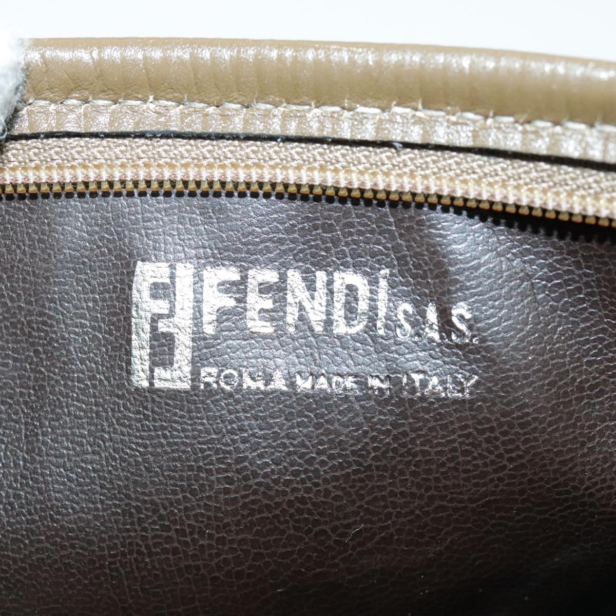 FENDI Zucchino Canvas Shoulder Bag Brown 96429