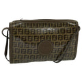 FENDI Zucchino Canvas Shoulder Bag Brown 96429