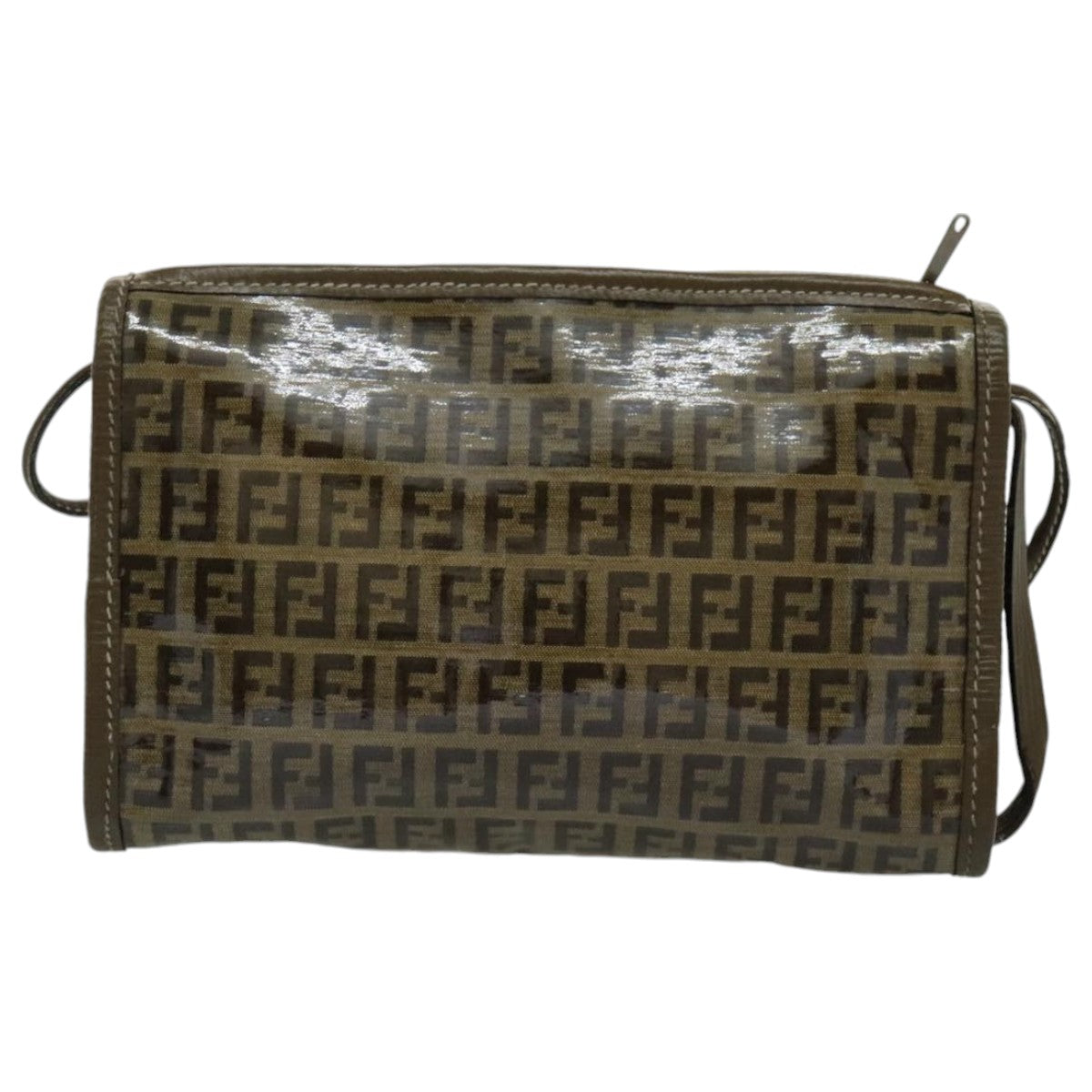 FENDI Zucchino Canvas Shoulder Bag Brown 96429