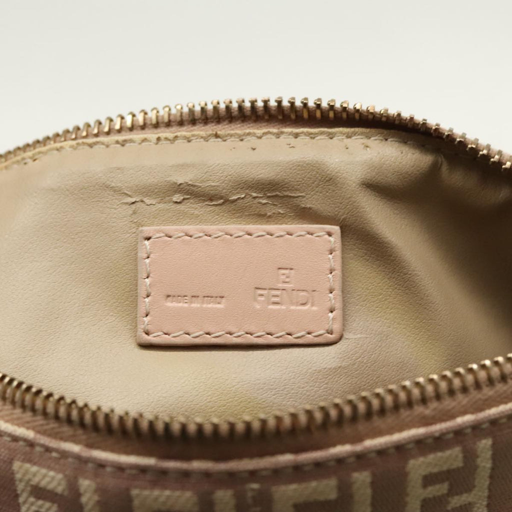 FENDI Zucchino Canvas Pouch Beige Gold 96439