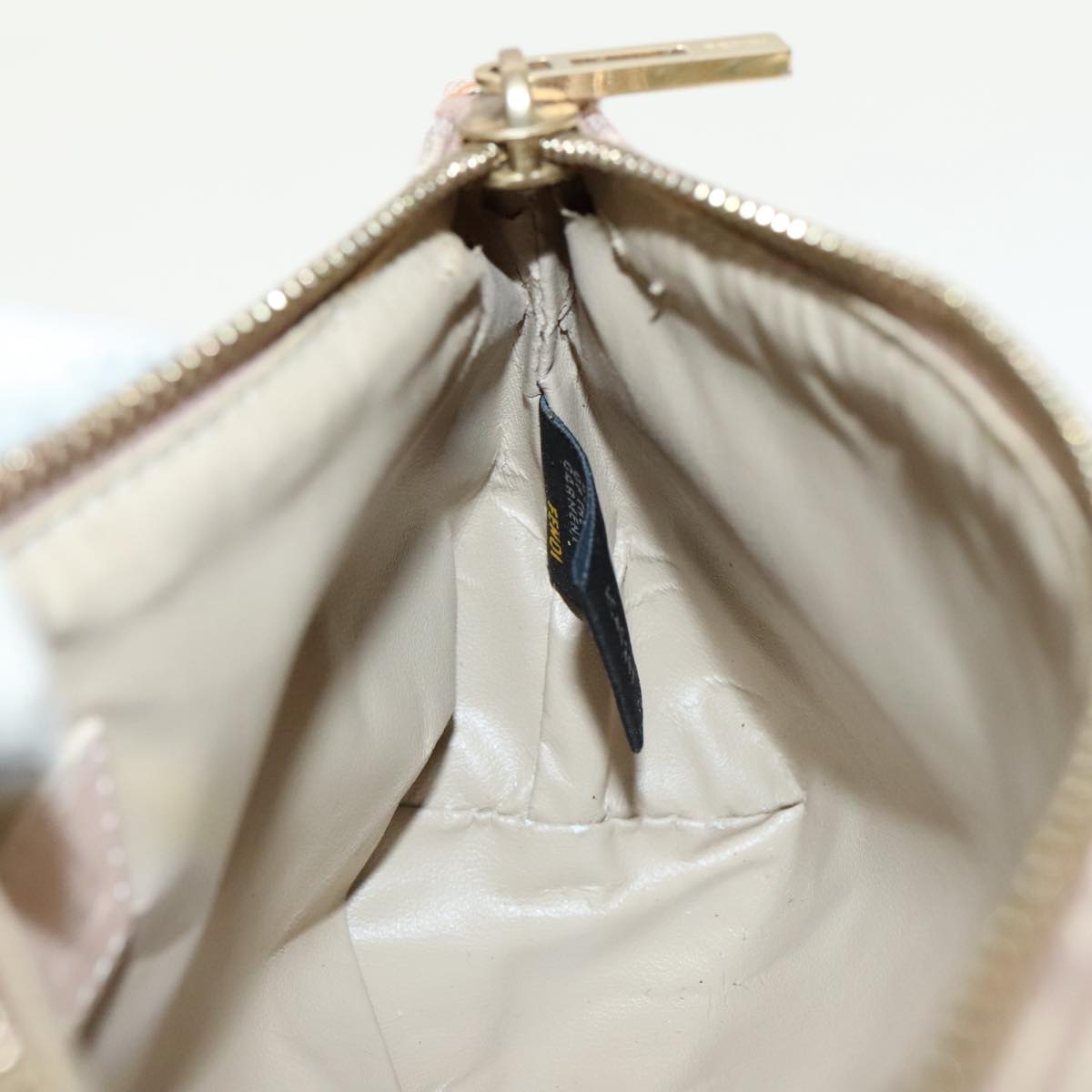 FENDI Zucchino Canvas Pouch Beige Gold 96439