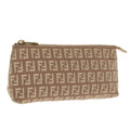 FENDI Zucchino Canvas Pouch Beige Gold 96439