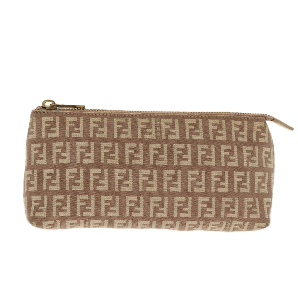 FENDI Zucchino Canvas Pouch Beige Gold 96439