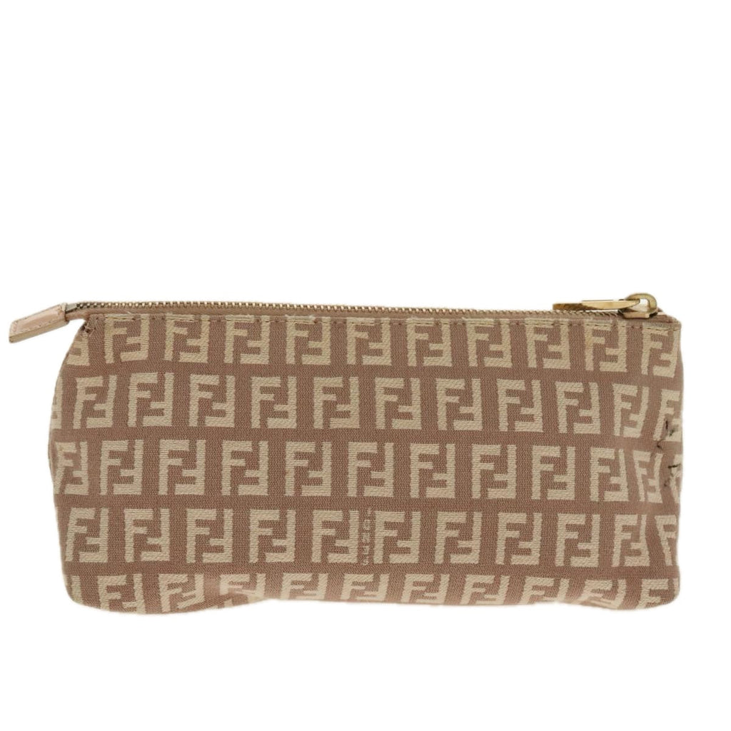FENDI Zucchino Canvas Pouch Beige Gold 96439