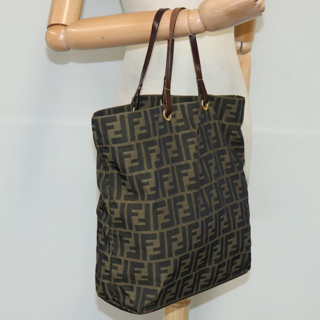 FENDI Zucca Canvas Tote Bag Brown Black gold 96462