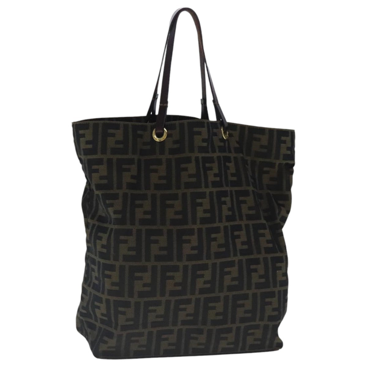 FENDI Zucca Canvas Tote Bag Brown Black gold 96462