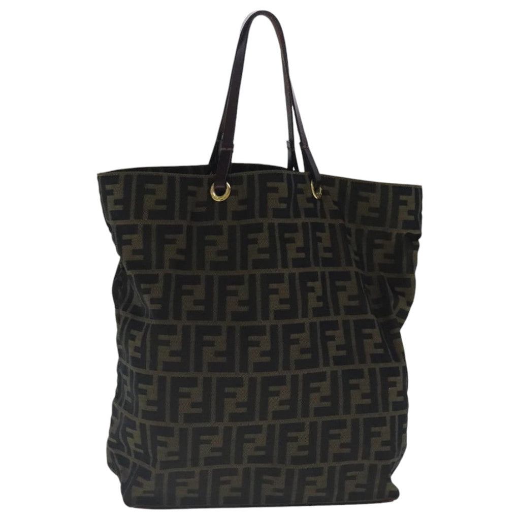 FENDI Zucca Canvas Tote Bag Brown Black gold 96462
