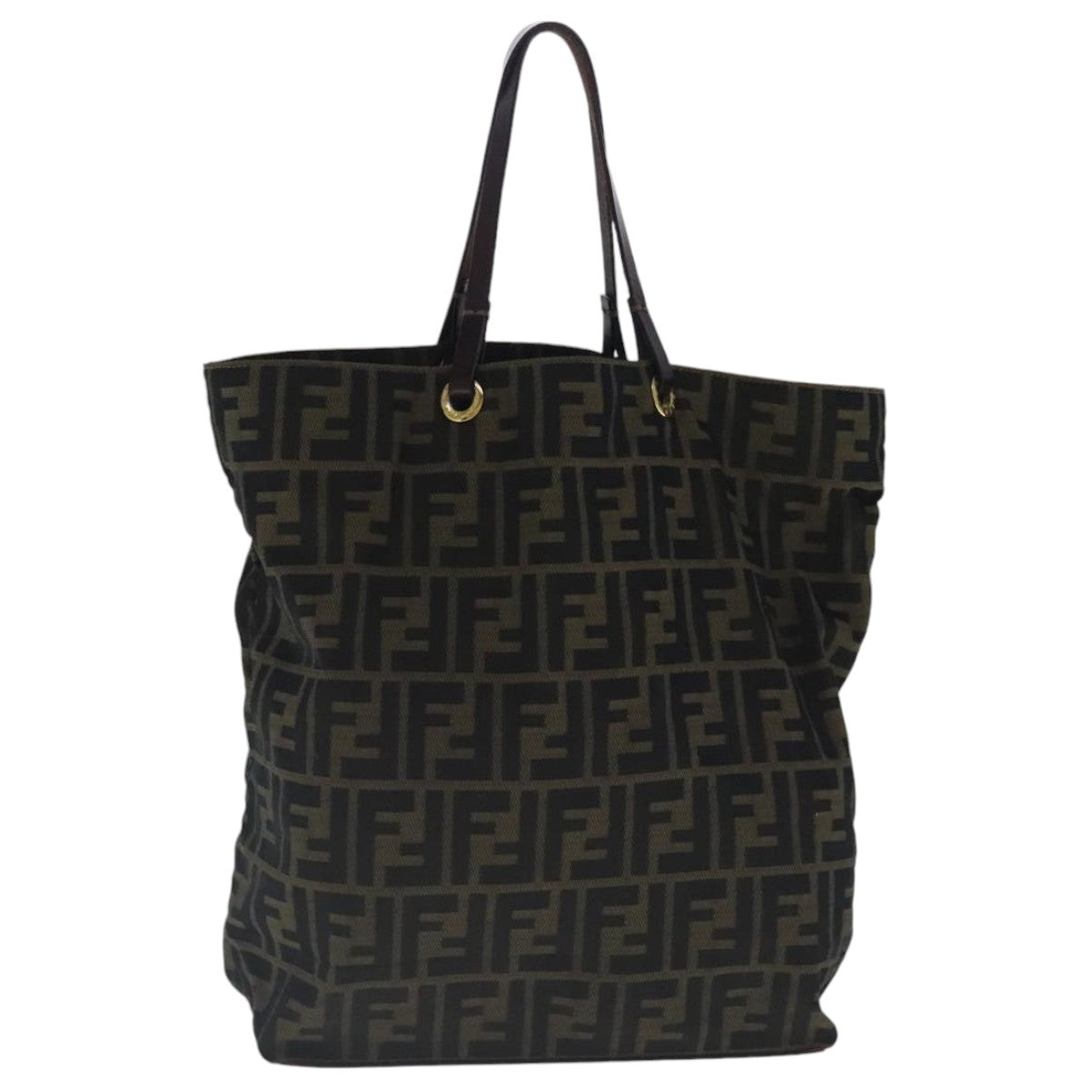 FENDI Zucca Canvas Tote Bag Brown Black gold 96462