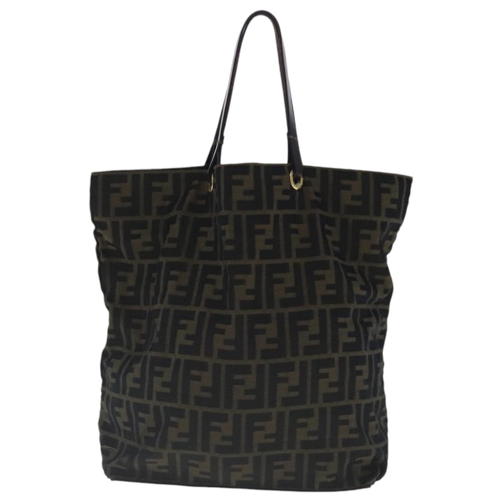 FENDI Zucca Canvas Tote Bag Brown Black gold 96462