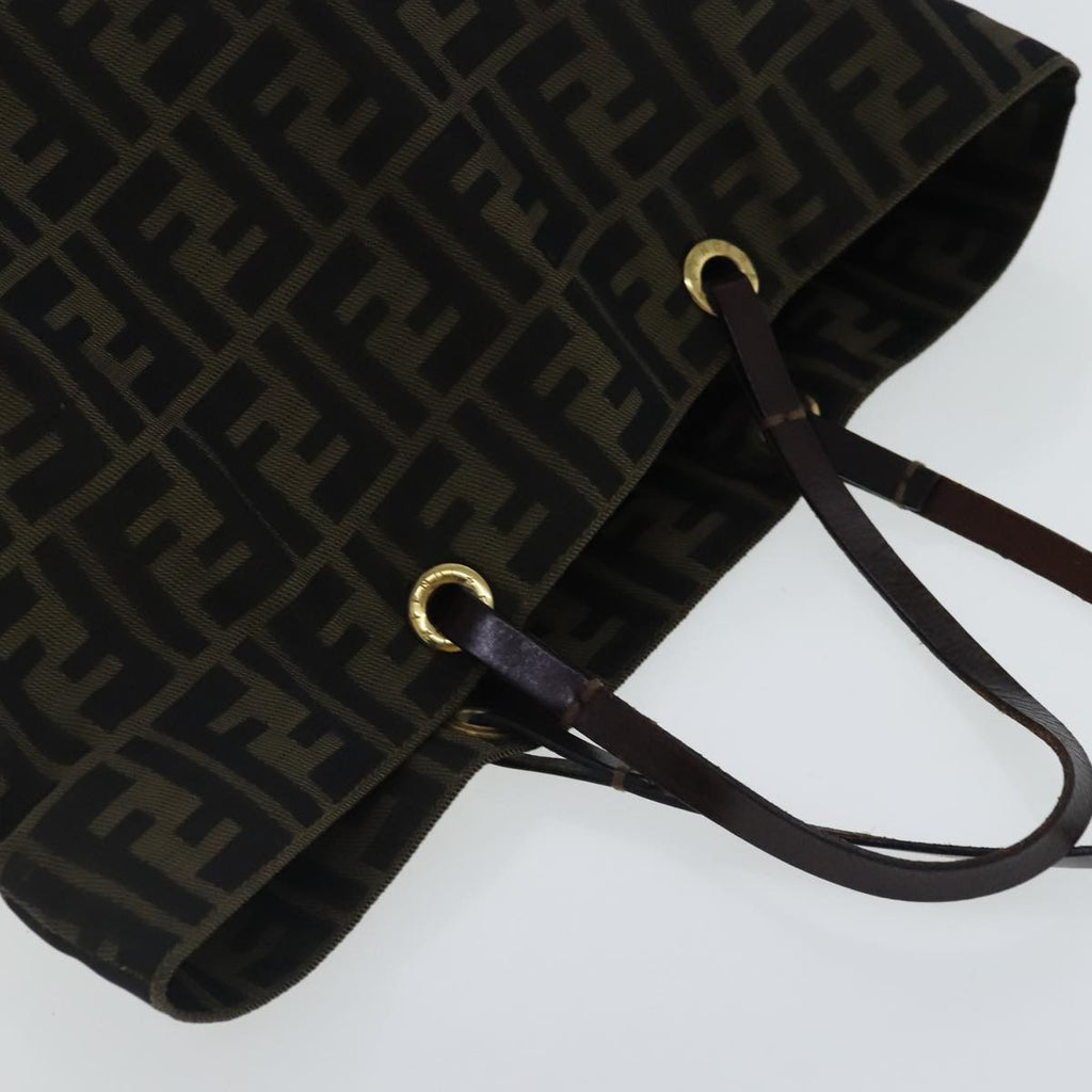 FENDI Zucca Canvas Tote Bag Brown Black gold 96462