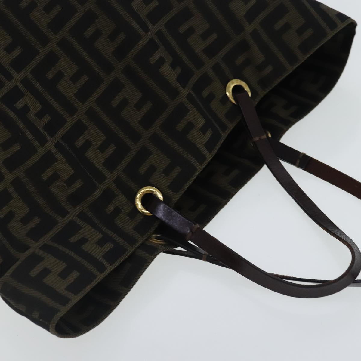 FENDI Zucca Canvas Tote Bag Brown Black gold 96462