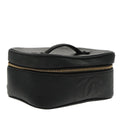 CHANEL Vanity COCO Mark Pouch Caviar Skin Black Gold CC 96508