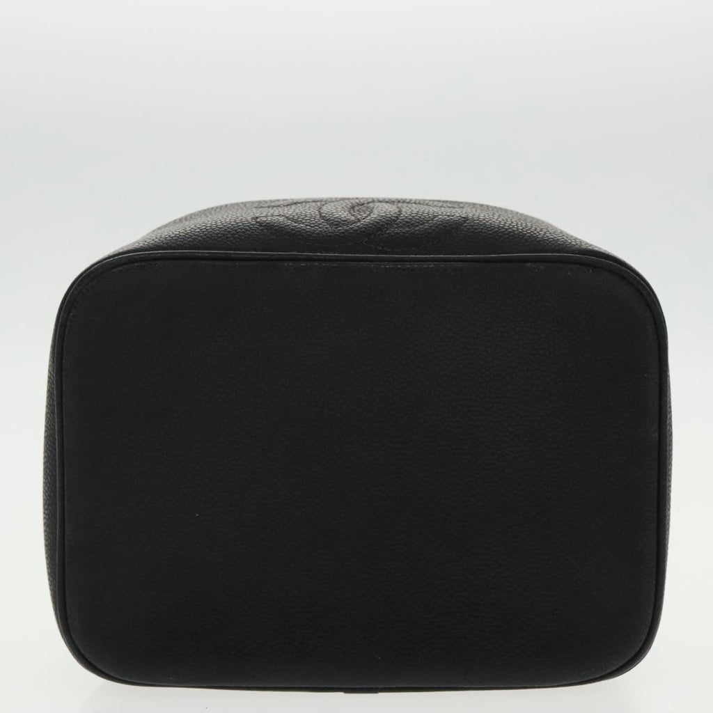 CHANEL Vanity COCO Mark Pouch Caviar Skin Black Gold CC 96508