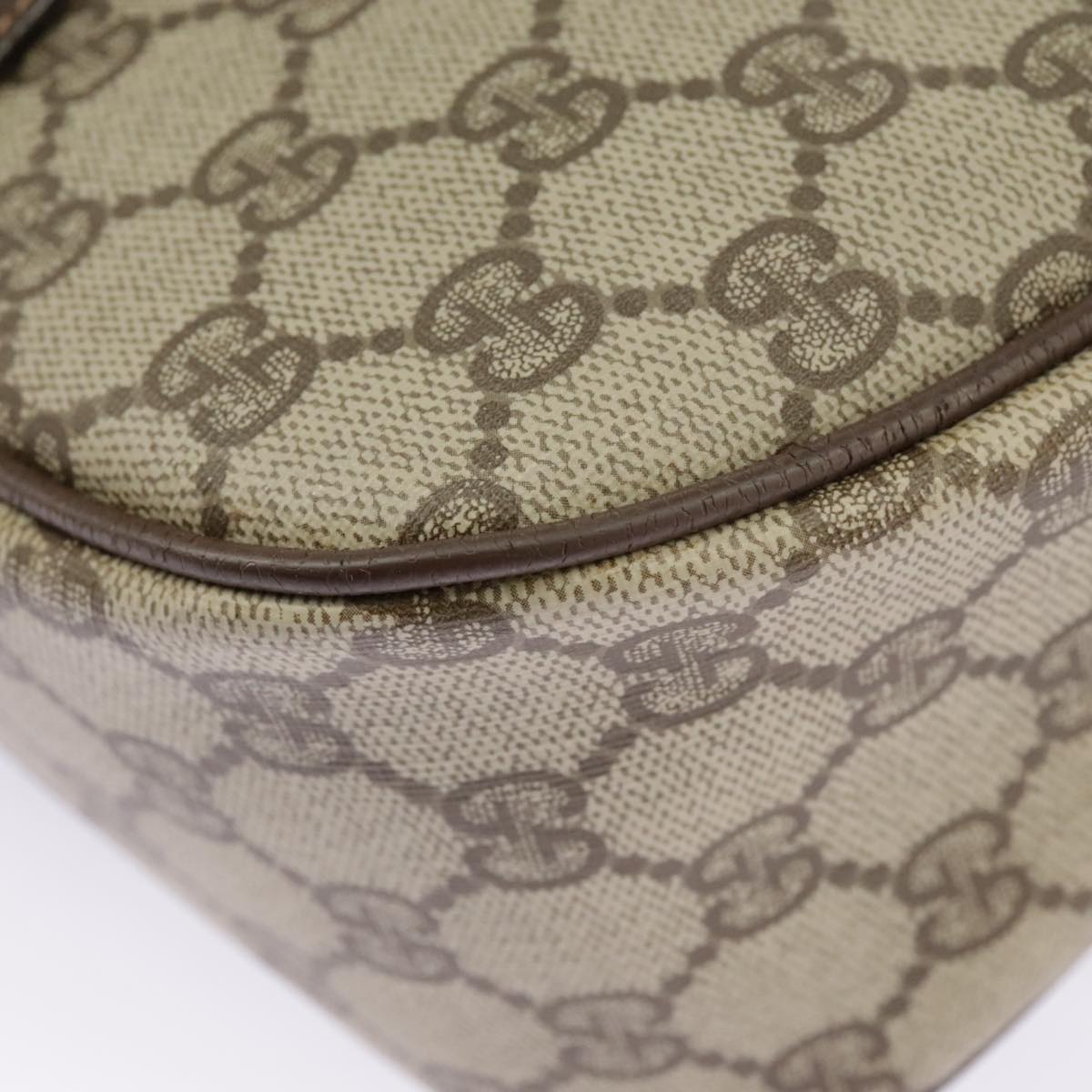 GUCCI GG Supreme Web Sherry Line Shoulder Bag PVC Beige 89 02 032 96515
