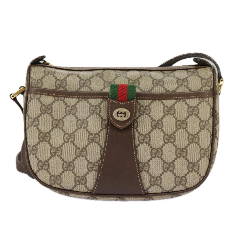 GUCCI GG Supreme Web Sherry Line Shoulder Bag PVC Beige 89 02 032 96515