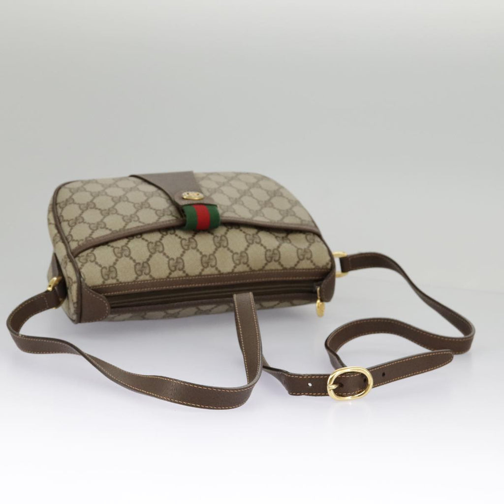 GUCCI GG Supreme Web Sherry Line Shoulder Bag PVC Beige 89 02 032 96515