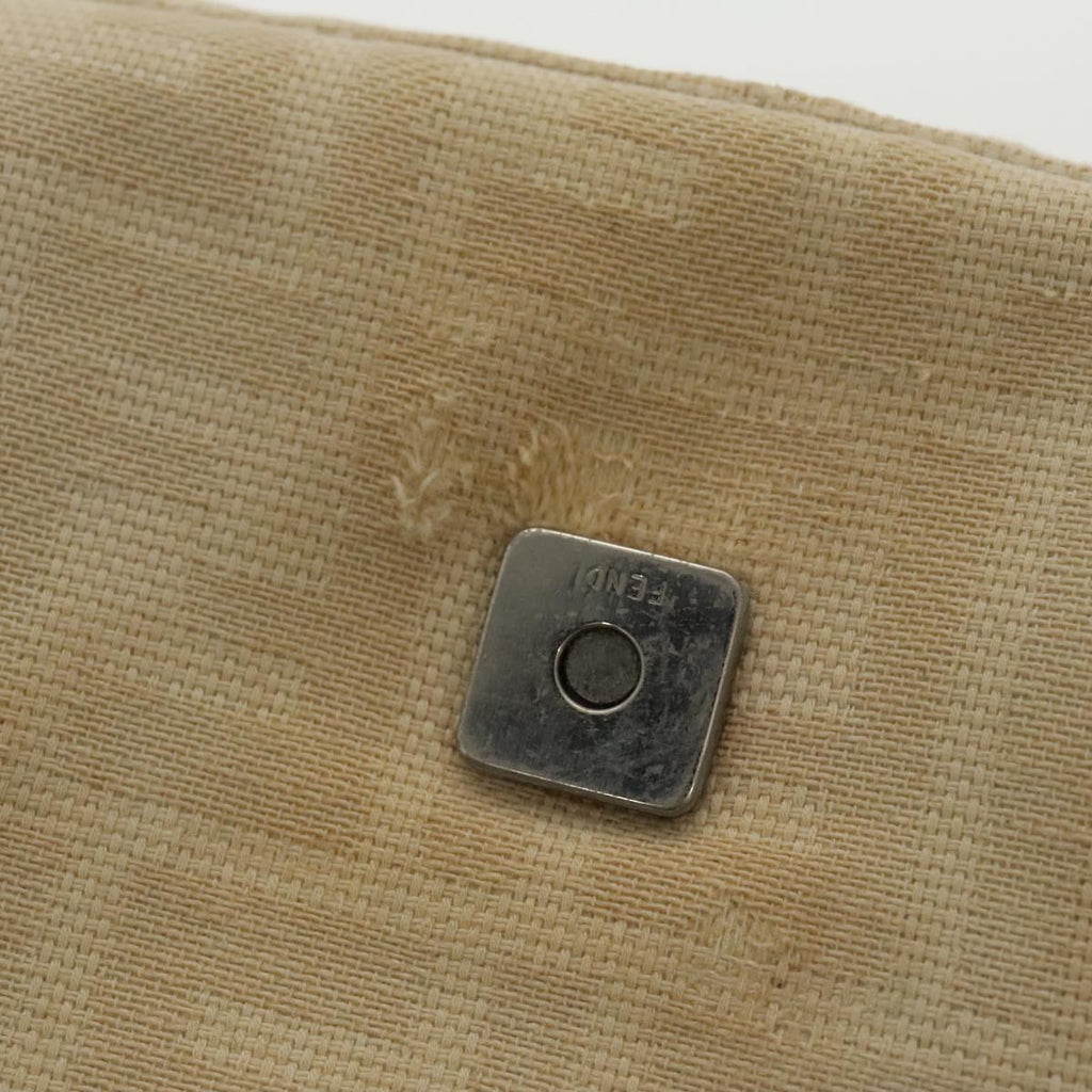 FENDI Zucca Canvas Mamma Baguette Shoulder Bag Beige Silver 96599