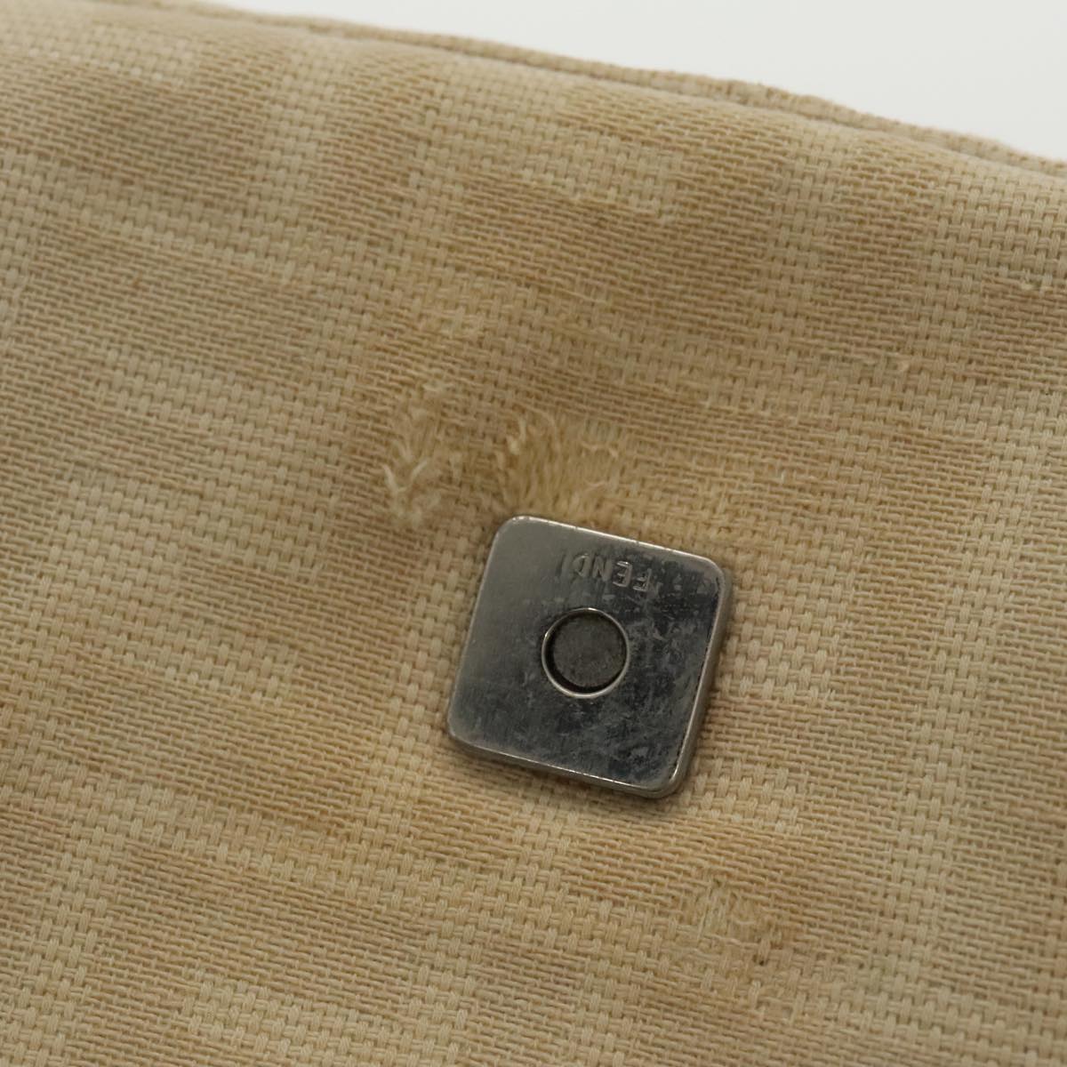 FENDI Zucca Canvas Mamma Baguette Shoulder Bag Beige Silver 96599