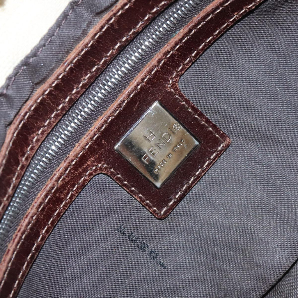 FENDI Zucca Canvas Mamma Baguette Shoulder Bag Beige Silver 96599