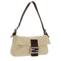 FENDI Zucca Canvas Mamma Baguette Shoulder Bag Beige Silver 96599