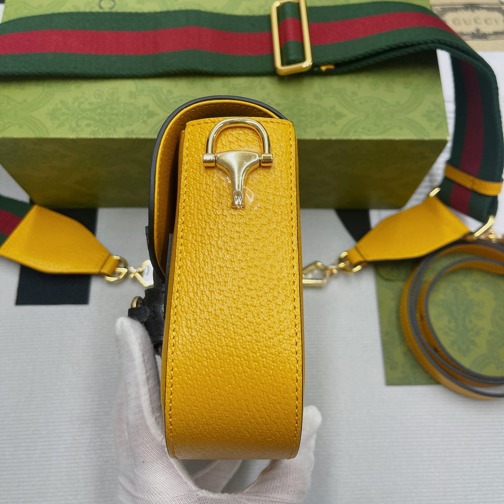 Glami x AGLAMIdas Horsebit 1955 Mini Bag Yellow For Women, Women’s Bags 8.1in/21cm Glami 658574 U3ZGLAMI 7775