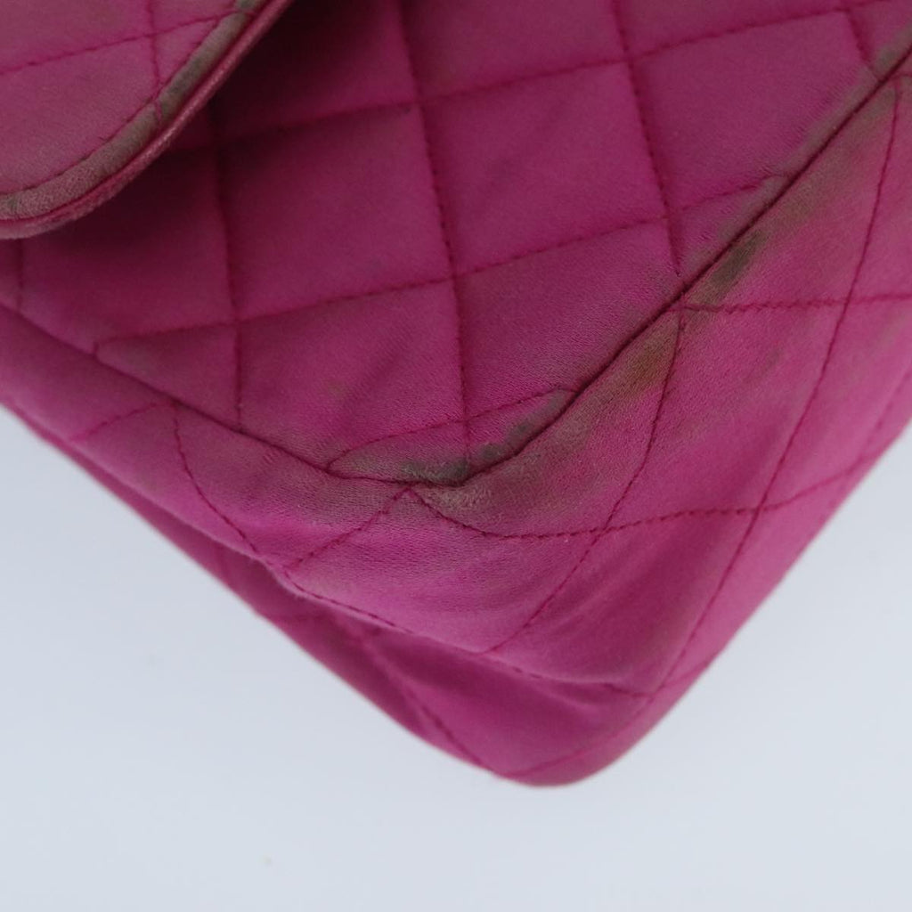 CHANEL Matelasse Chain Shoulder Bag Satin Gold Pink CC 96601