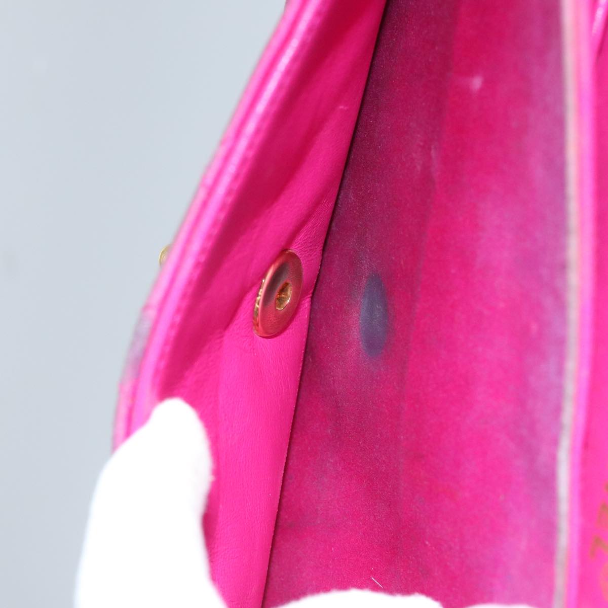 CHANEL Matelasse Chain Shoulder Bag Satin Gold Pink CC 96601