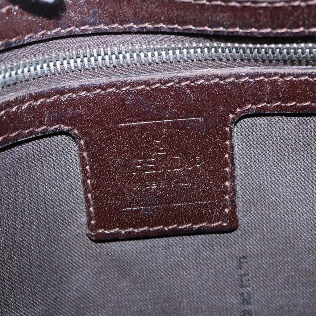 FENDI Zucca Canvas Mamma Baguette Shoulder Bag Black Brown Silver 96635