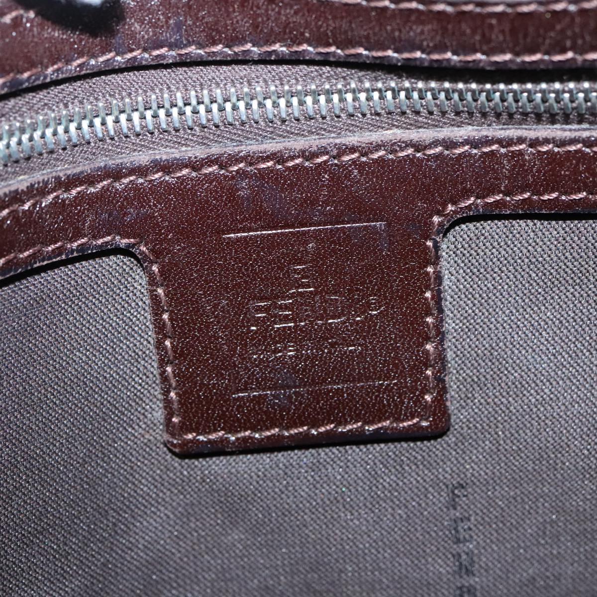 FENDI Zucca Canvas Mamma Baguette Shoulder Bag Black Brown Silver 96635