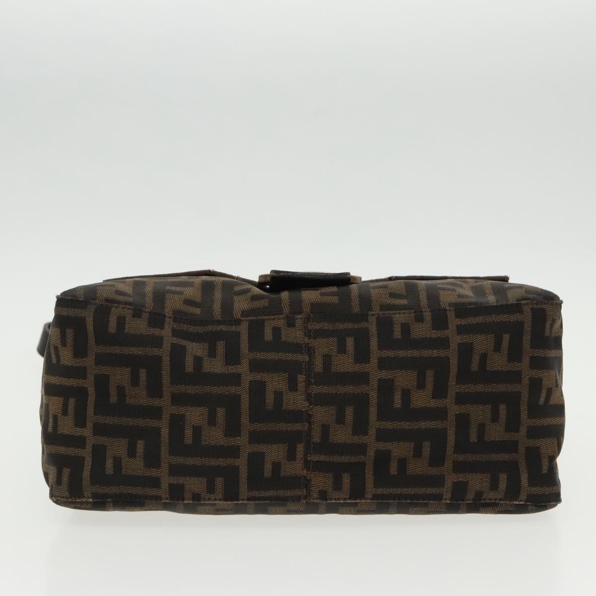 FENDI Zucca Canvas Mamma Baguette Shoulder Bag Black Brown Silver 96635