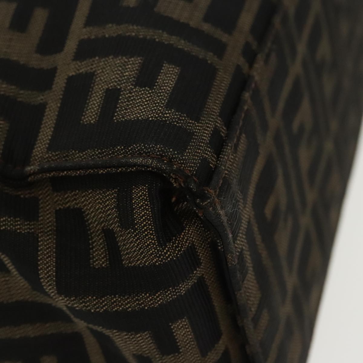 FENDI Zucca Canvas Mamma Baguette Shoulder Bag Black Brown Silver 96636