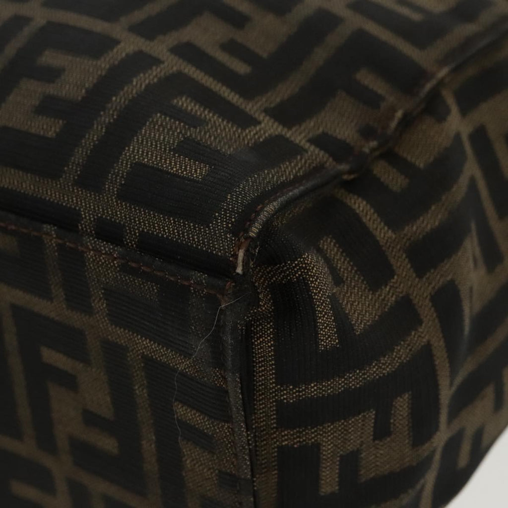 FENDI Zucca Canvas Mamma Baguette Shoulder Bag Black Brown Silver 96636