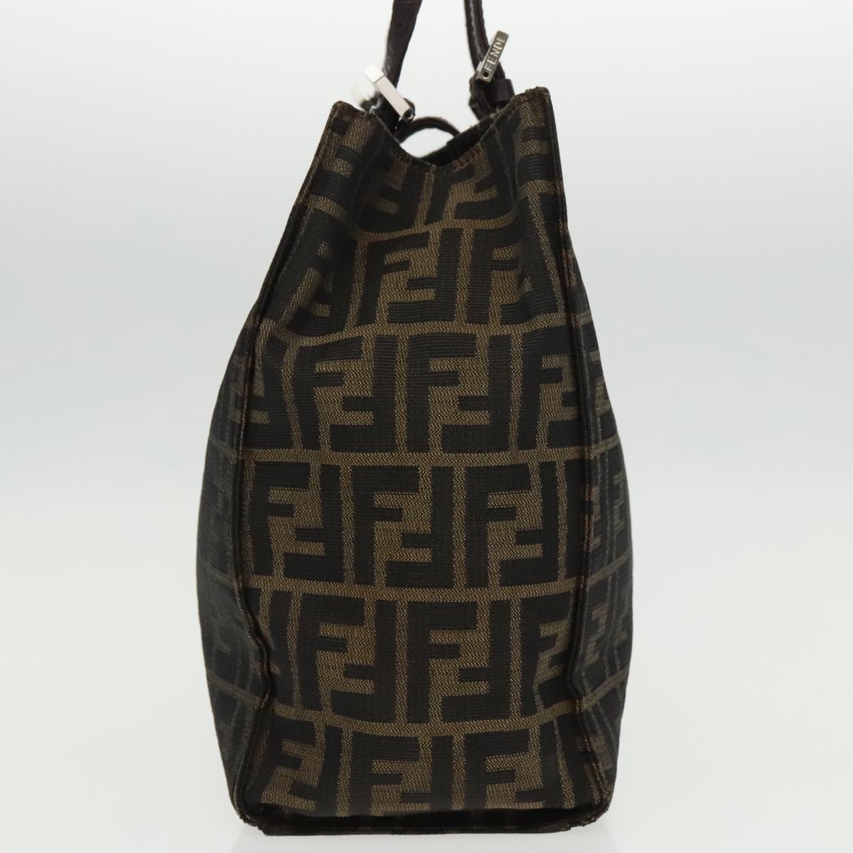 FENDI Zucca Canvas Mamma Baguette Shoulder Bag Black Brown Silver 96636