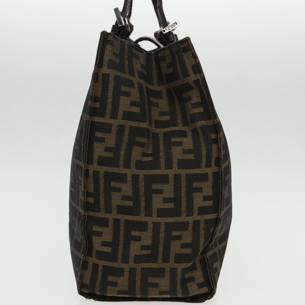 FENDI Zucca Canvas Mamma Baguette Shoulder Bag Black Brown Silver 96636